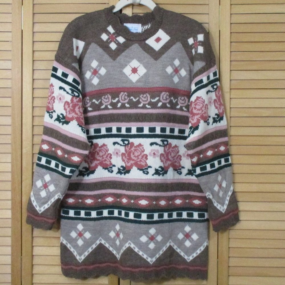 Village Fair Vintage Tunic Sweater Size S